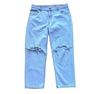 Levi’s Straight Leg Blue Jeans Size 12 Light Wash Distressed indie edgy festival